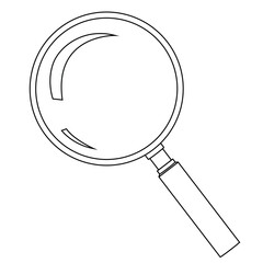 Cute cartoon hand drawn vector magnifying glass outline.
