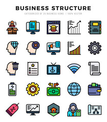 Business Structure Icon Pack 25 Vector Symbols for Web Design.
