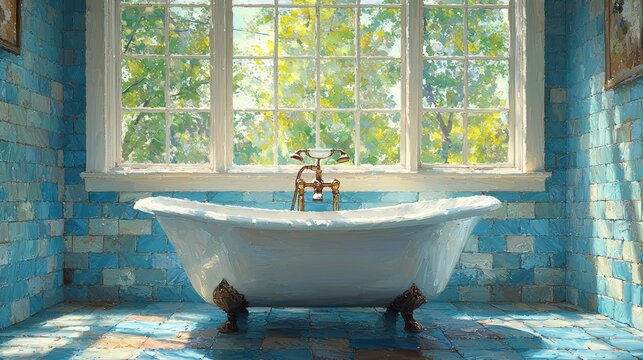 Serene Sunlit Bathroom: A Masterpiece of Tranquility