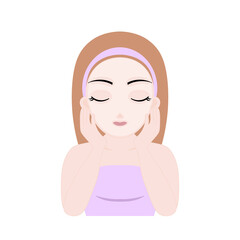 Young Woman Applying Face Product and Massaging Cheeks