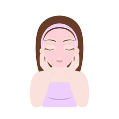 Young Woman Applying Face Product and Massaging Cheeks