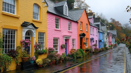 Charming Colorful Houses in a Picturesque Town