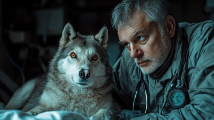 A Veterinarian's Compassion: A Wolf's Gentle Gaze