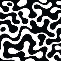 Black and white organic shapes flowing abstract pattern vector