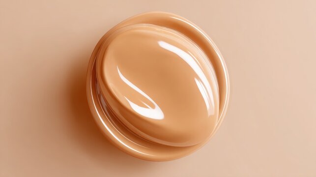 smooth glossy surface of skincare gel in translucent caramel beige, flat seamless layer with fluid shine