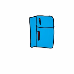 Cute Minimalist Cartoon Refrigerator Illustration.