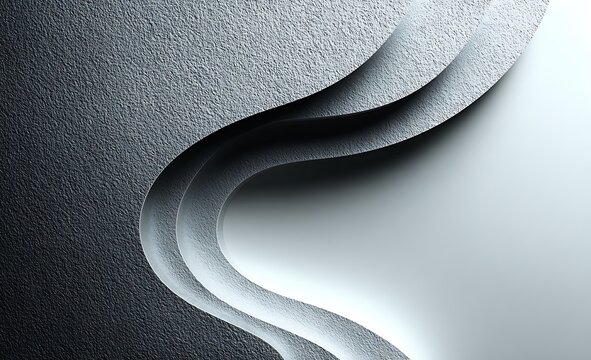 Abstract Gray Curved Page Corner Design Featuring Textured Layers and Subtle Shadow Effects on a Light Gray Background Creating a Modern Minimalist Style