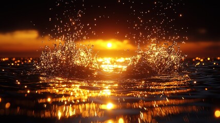 Golden Sunset Water Splash: A Serene Moment Captured
