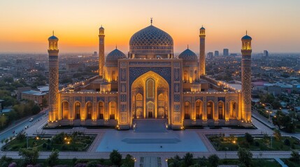 Obraz premium Majestic mosque at sunset (1)