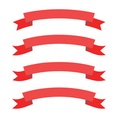 Fototapeta premium Four Red Ribbon Banners with Pointed Ends on White Background graphic 1