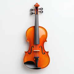 Fototapeta premium Close up of traditional violin with finely carved body, polished wood finish, and intricate details, showcasing its elegance and craftsmanship