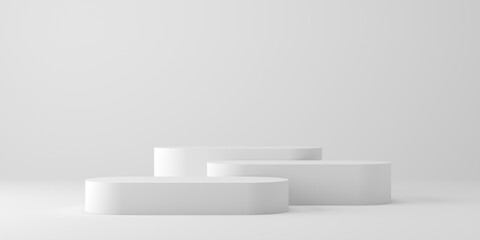 3D product background. 3d podium and white background for cosmetic, perfume, product presentation. 3d rendering illustration.