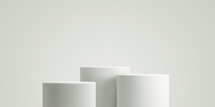 3D podium white background, 3D geometric for cosmetic and product presentation, 3D rendering, illustration
