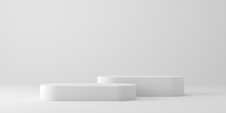 3D minimal background. 3d podium and white background for cosmetic, product presentation. 3d rendering illustration.