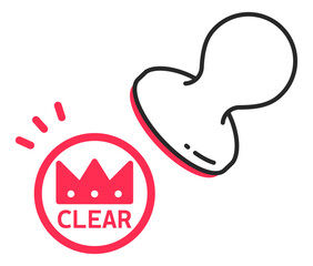 スタンプラリーのクリアの判子を押すイラスト