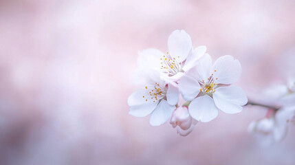 Delicate cherry blossoms in soft focus