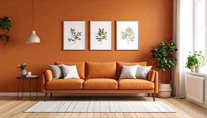 Obraz premium Modern orange living room