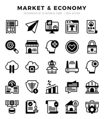 Market & Economy Lineal Filled icons collection. 25 icon set in a Lineal Filled design.