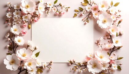 Obraz premium Floral frame on pastel background