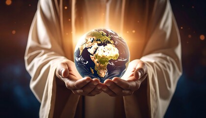 Jesus holding Earth in his hands
