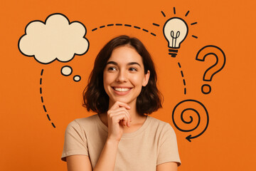 Woman with a thought bubble above her head.