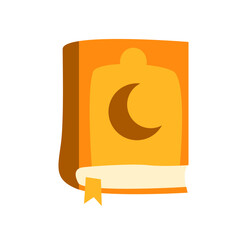 Flat vector illustration of the Quran, the holy book of Islam. Often read during Ramadan and other Islamic events, symbolizing spiritual reflection and guidance.