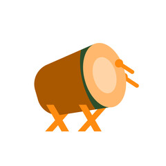 Flat illustration of a traditional Islamic drum, or bedug, commonly used in Indonesia during Ramadan and Eid to signal prayer times or celebrations.