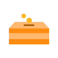 A flat illustration of a donation box representing zakat, sadaqah, or general charity in Islam. Common during Ramadan and Eid for giving to the needy.
