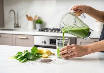 Woman making juice in the kitchen 