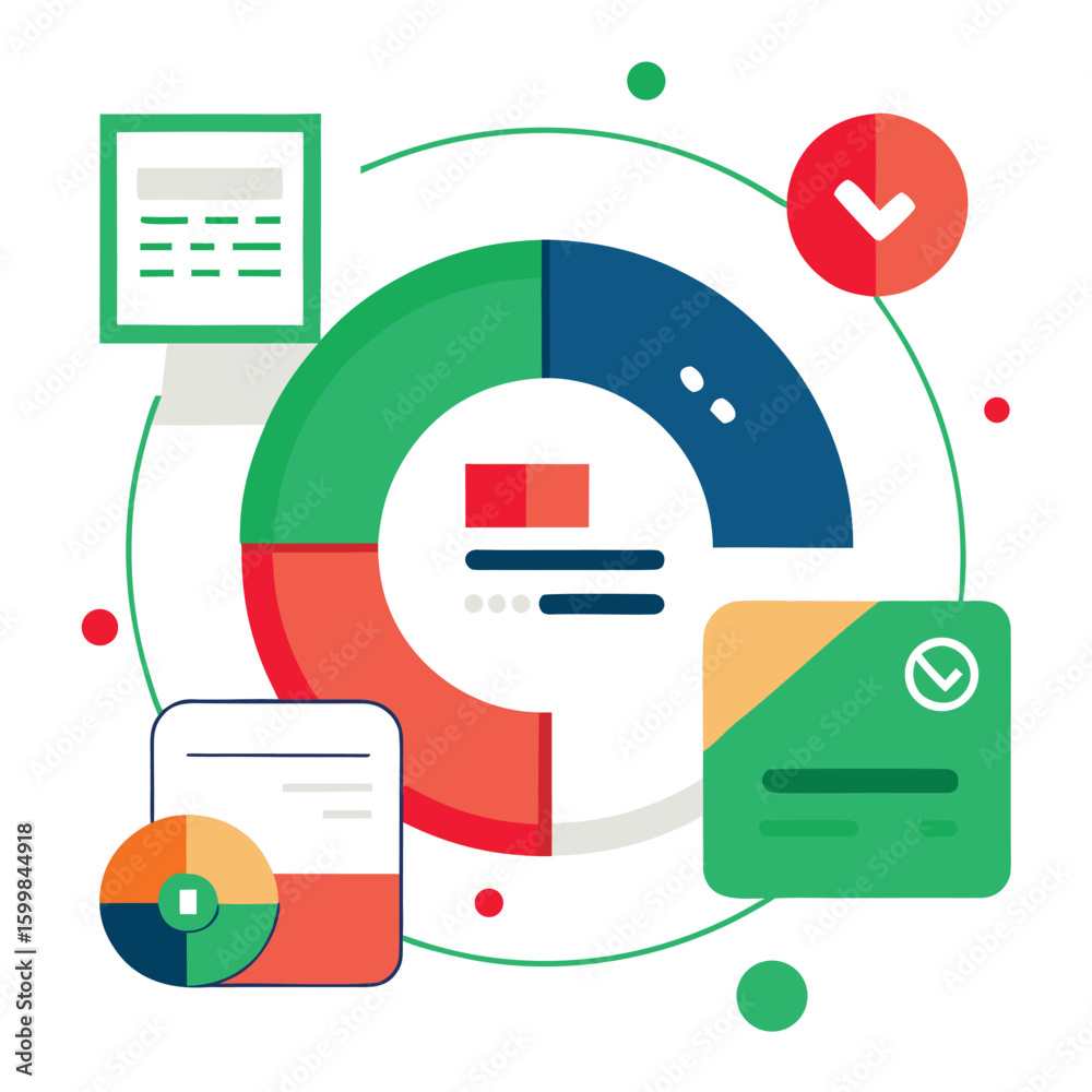 Poster abstract data visualization graphic illustrating business analysis and performance metrics with mode