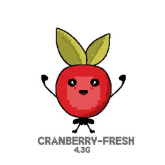 Fresh Cranberry Pixel Art Cute LoW Sugar Fruit Character (4.3g per 100g)