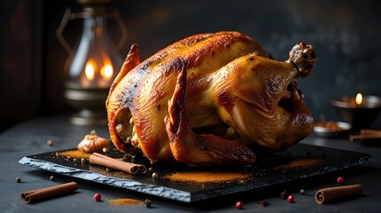 roasted chicken on the grill