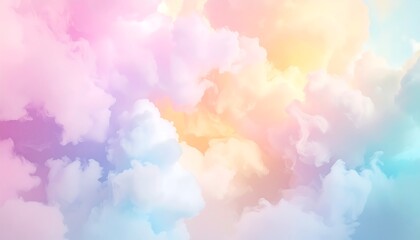 Pastel cloudscape, soft and dreamy.  A vibrant, colorful, abstract view of cumulus clouds, painted in soft pastel hues