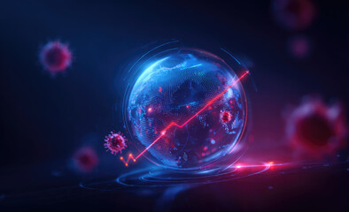 Global pandemic, Earth graphic, declining trend