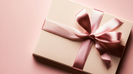 Elegant gift box with pink ribbon