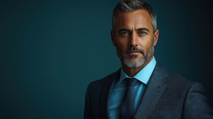 Professional businessman in suit with confident expression and stylish appearance