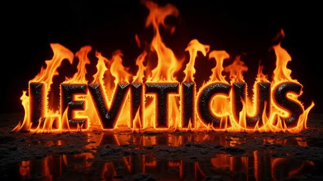Burning LEVITICUS Text in Vibrant Flames on Black Background | 4K Fiery Scripture Title Animation

