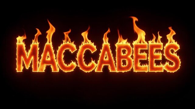 Burning MACCABEES Text in Vibrant Flames on Black Background | 4K Fiery Apocryphal Scripture Animation

