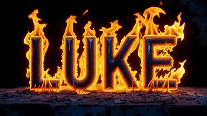 Burning LUKE Text in Vibrant Flames on Black Background | 4K Fiery Gospel Scripture Animation


