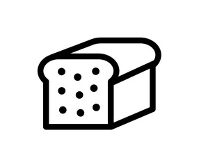 A simple line drawing of a loaf of bread, sliced, showing a textured surface.