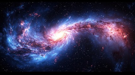 Obraz premium Cosmic Dance: A swirling Nebula in vibrant hues of blue, red, and orange. An ethereal spectacle of interstellar gas and dust, painting a mesmerizing picture of the universe's grandeur.