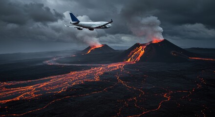Fiery Flow, Majestic Plane, Volcanic Landscape