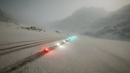 race where runners pass glowing orbs instead of batons across shifting terrain