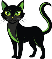 Vector illustration of a cute black and white cat, perfect for a Halloween design or a funny animal cartoon character