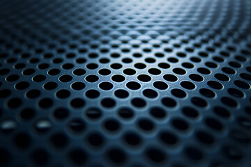 abstract modern background of a metallic grid with round holes