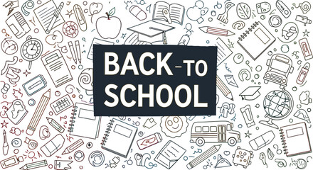 Back to school supplies sale vector illustration with education elements