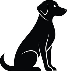 Black dog silhouette vector illustration: a dynamic icon of a domestic mammal, capturing its wild nature with a wagging tail