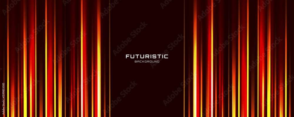 Poster orange techno abstract background overlap layer on dark space with vertical lines effect decoration.