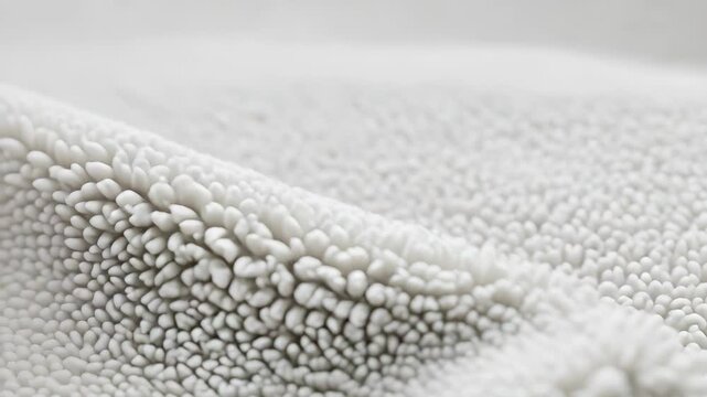 White Fleece Fabric Close Up Studio Shot Showing Texture Plush and Softness