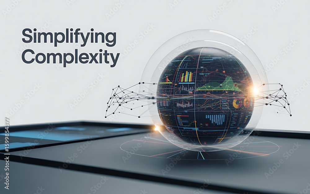 Poster abstract representation of simplifying complex data and technology